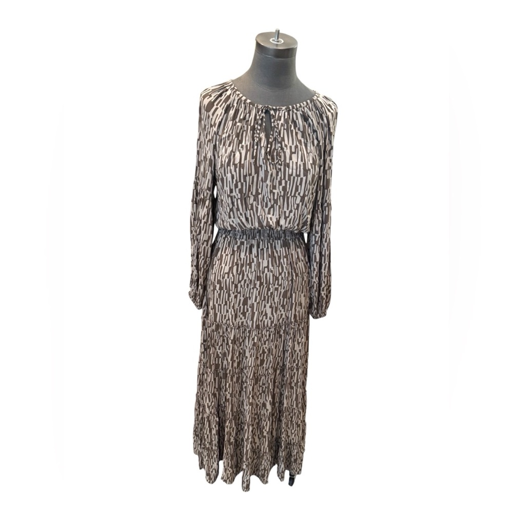 Skemo Maxi Dress Smocked Abstract Print Boho - Size Medium